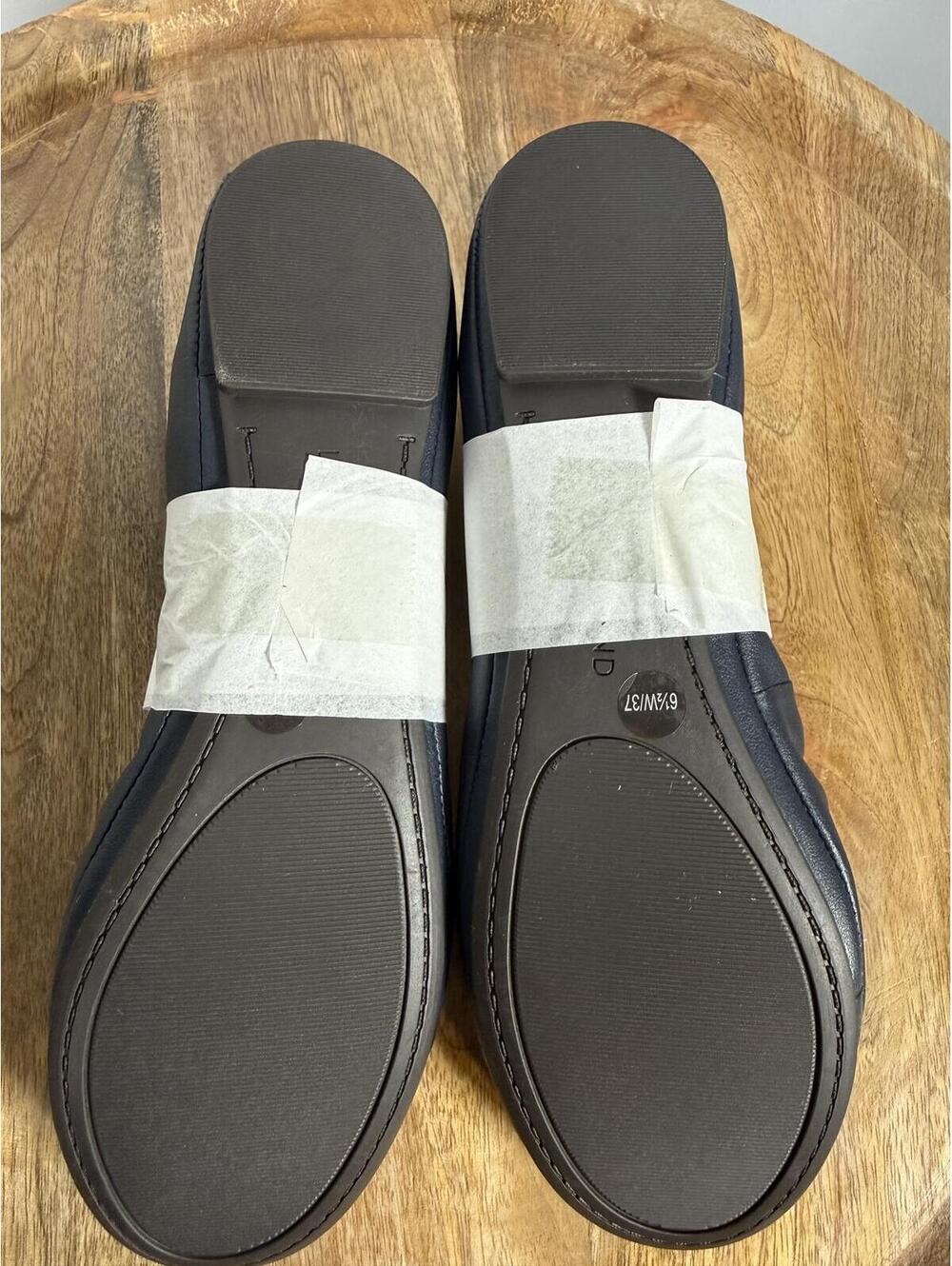 Lucky Brand Emmie Leather Ballet Flats US Size 6.5W Wide American Navy NWB - Picture 3 of 8
